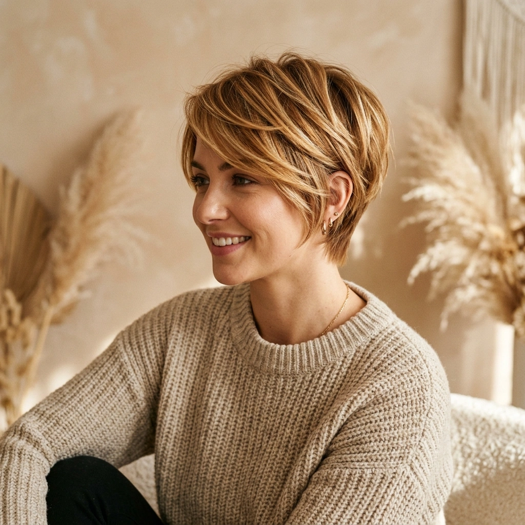 Honey Layered Pixie
