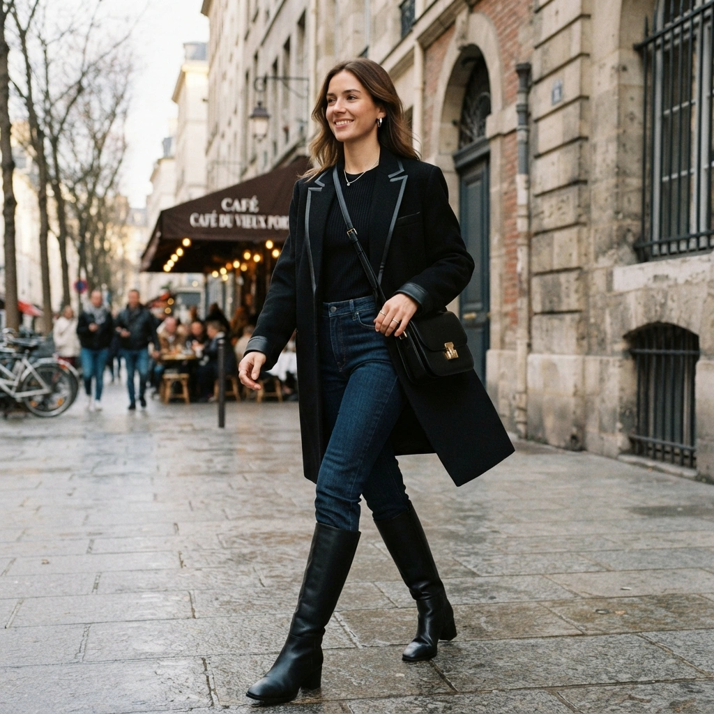 Leather Accent Blazer