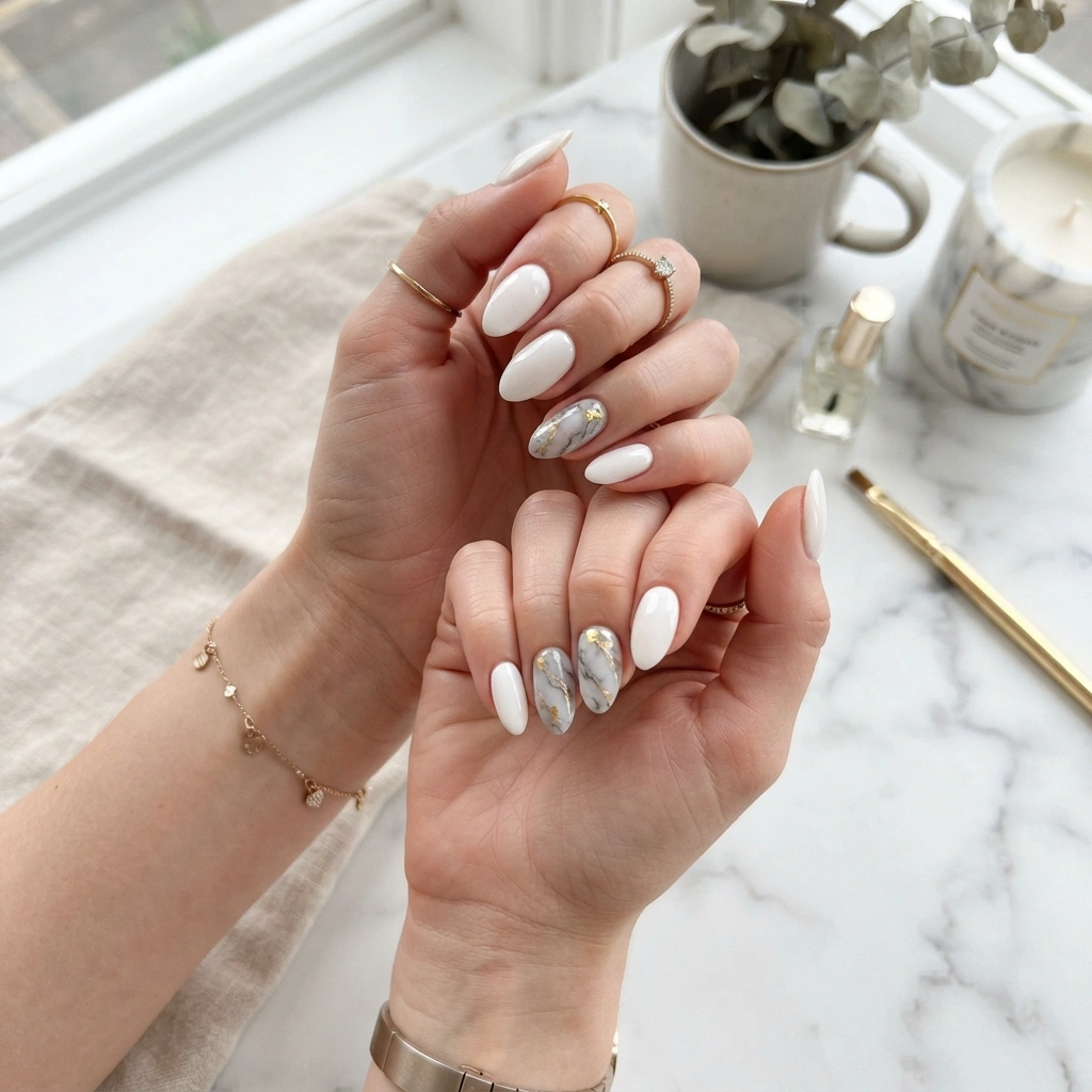 Marble Accent Nails