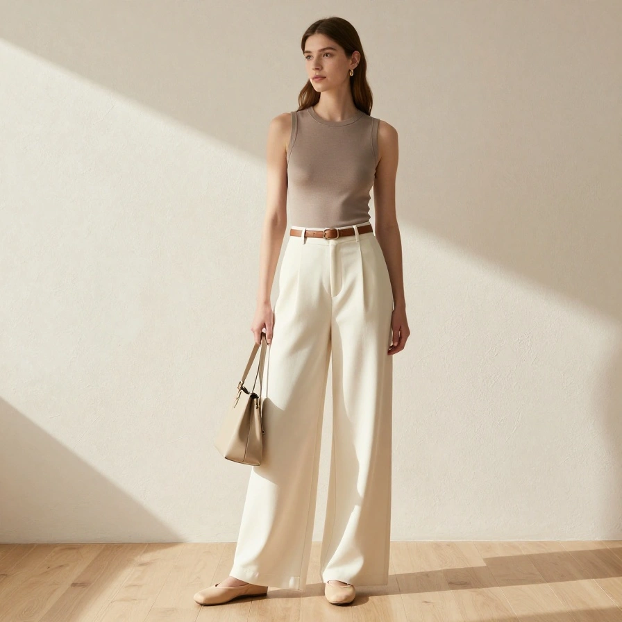 Neutral Wide-Leg Pants