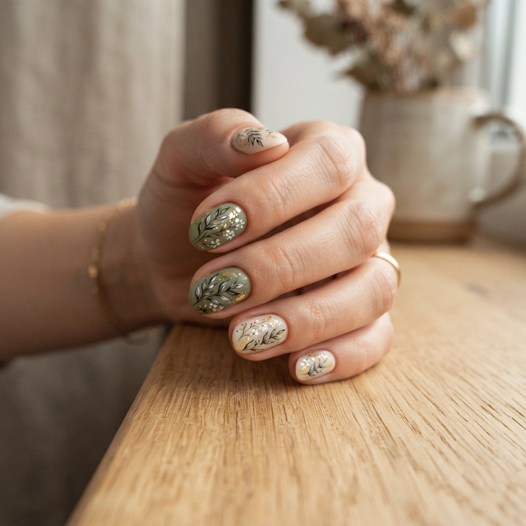 Olive Botanical Nails