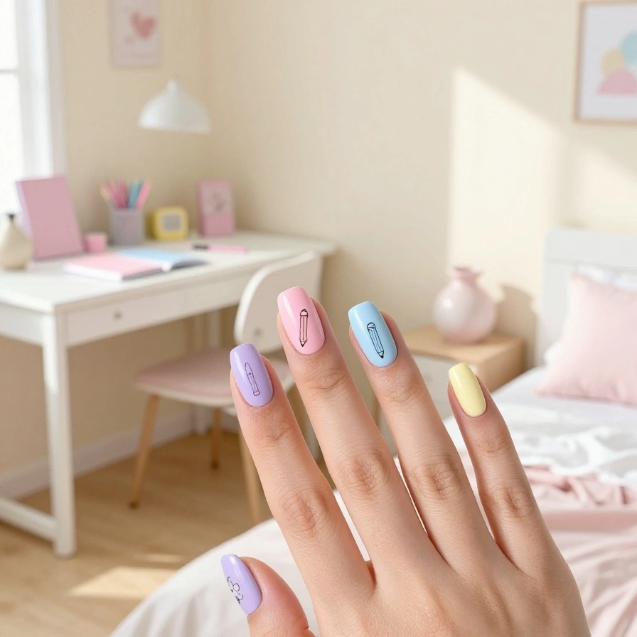 Pastel Pencil Nails