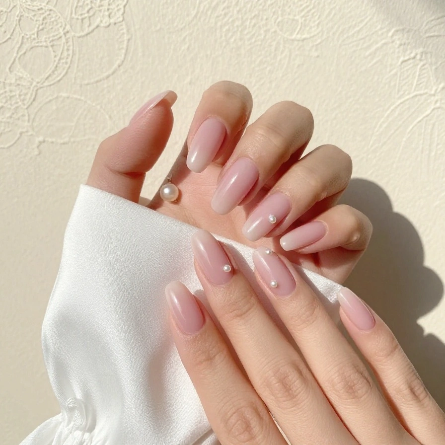 Pearl Accent Nails