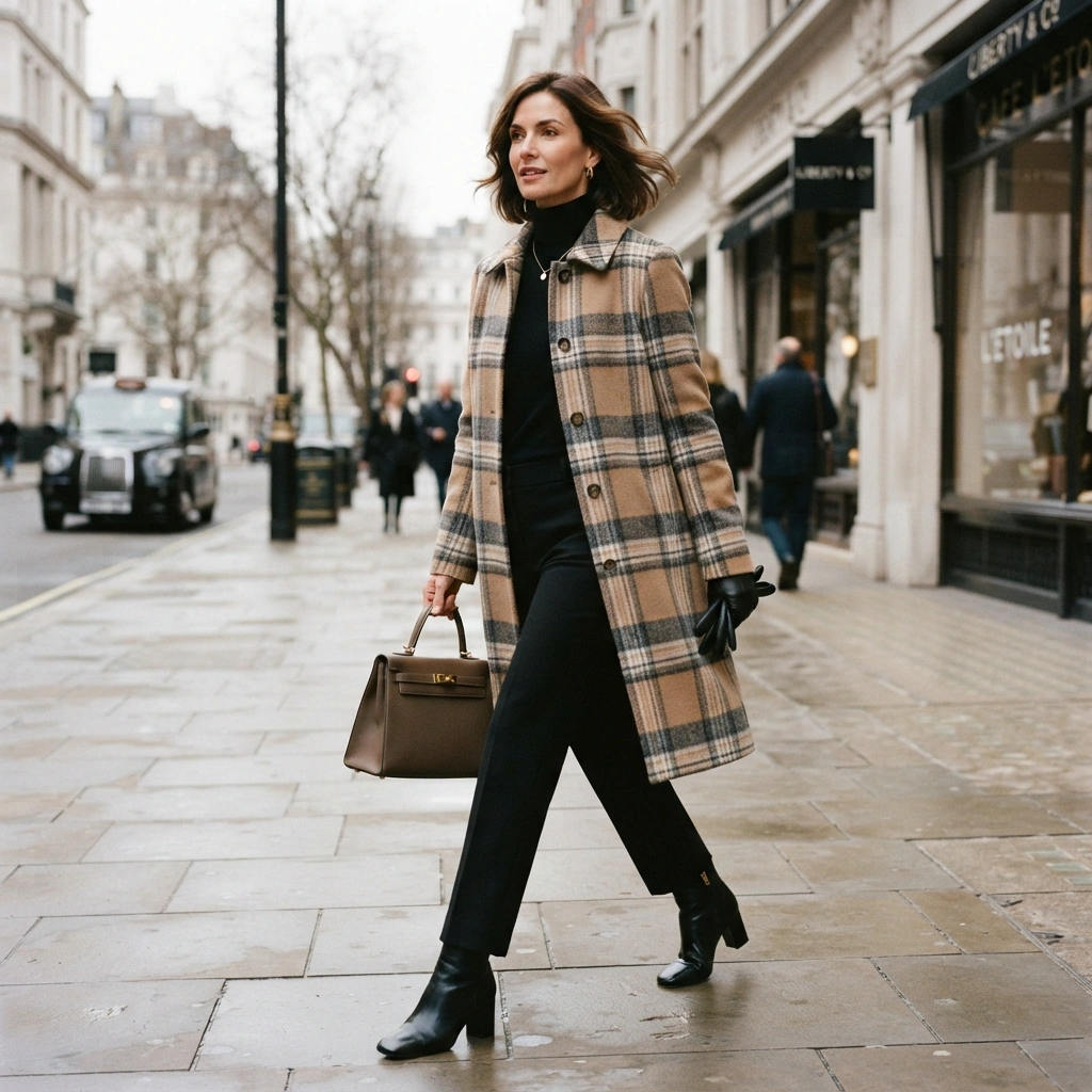 Plaid Coat Sophistication