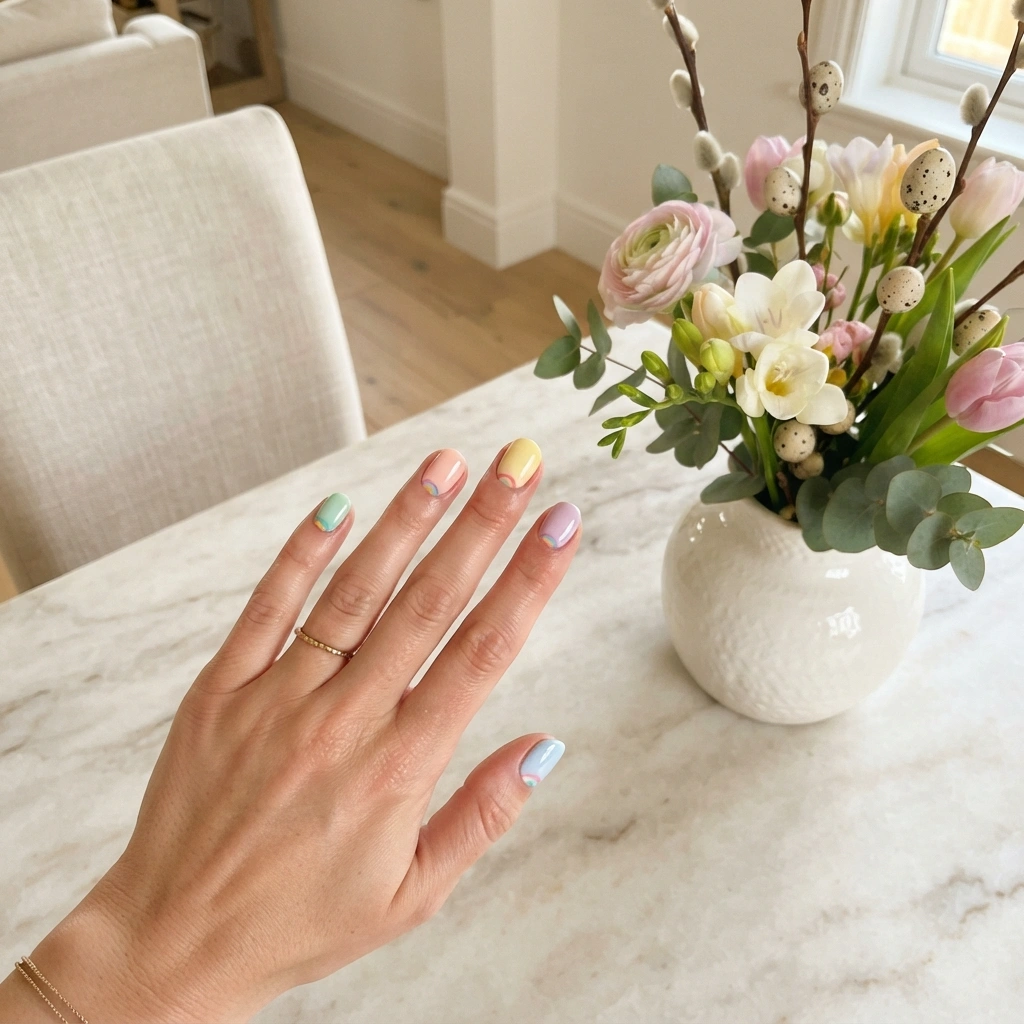 Rainbow Pastel Nails