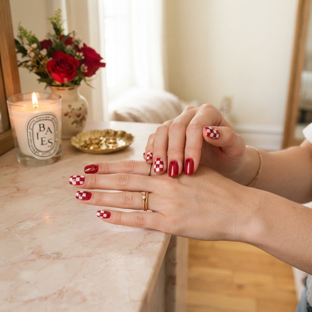 Red Checker Hearts