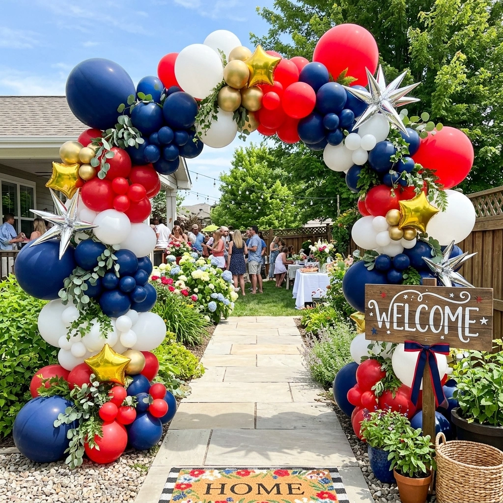 Red White Balloon Arch