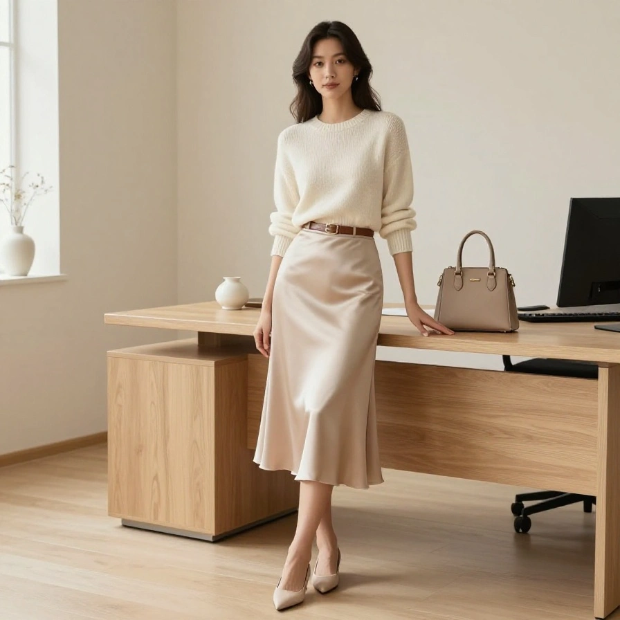 Satin Midi Skir