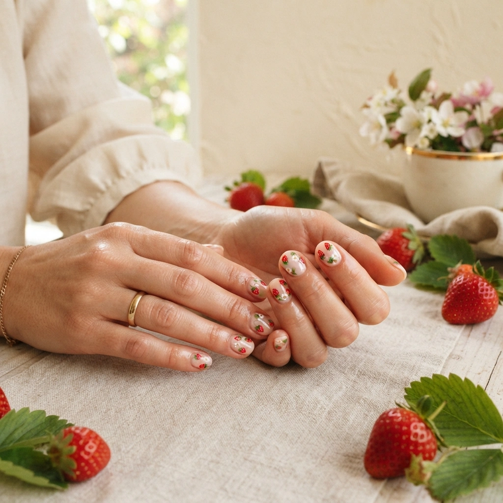 Strawberry Accent Nails