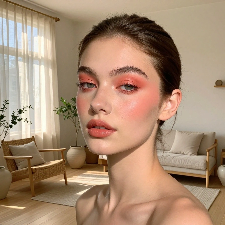 Sunlit Coral Makeup