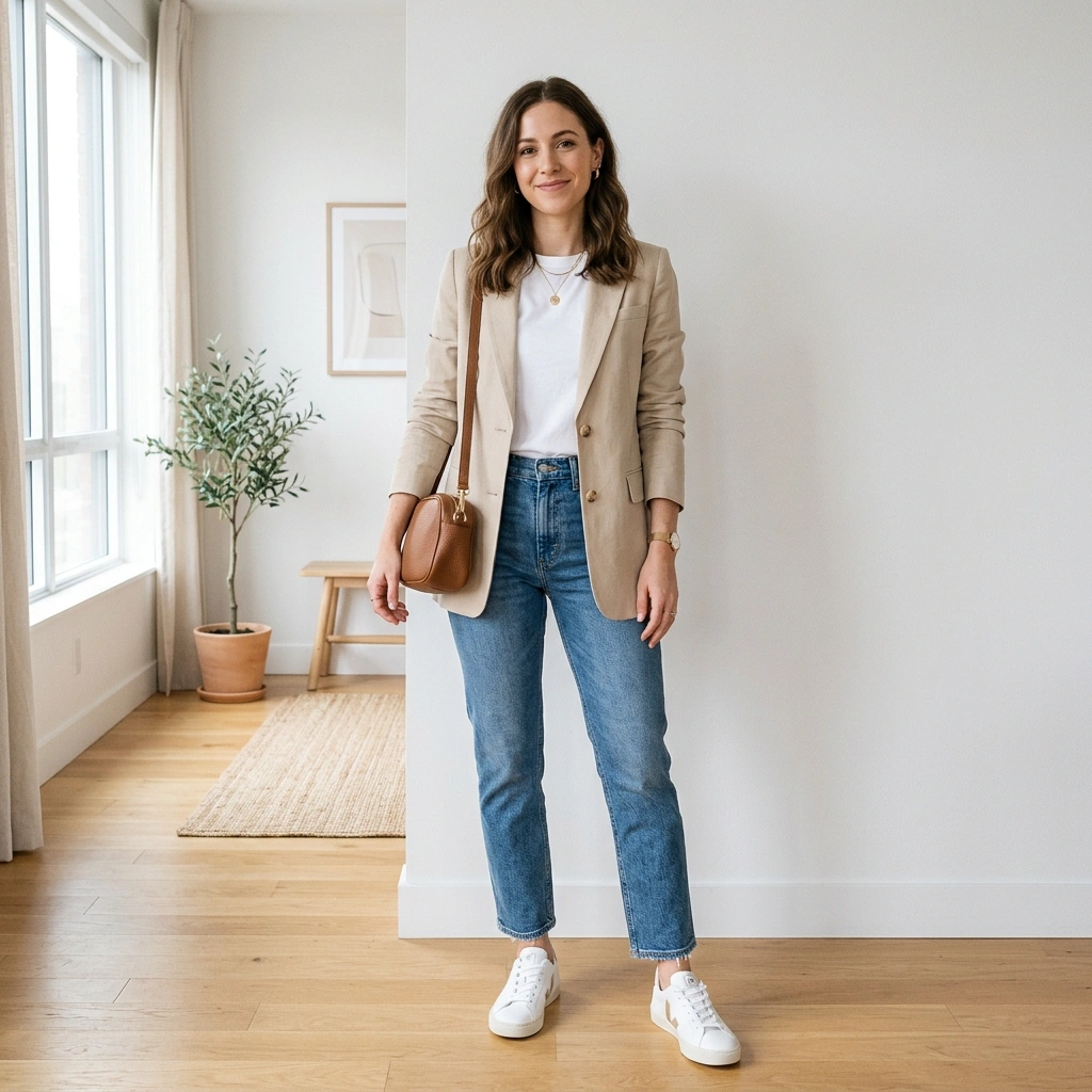 White Tee Blazer