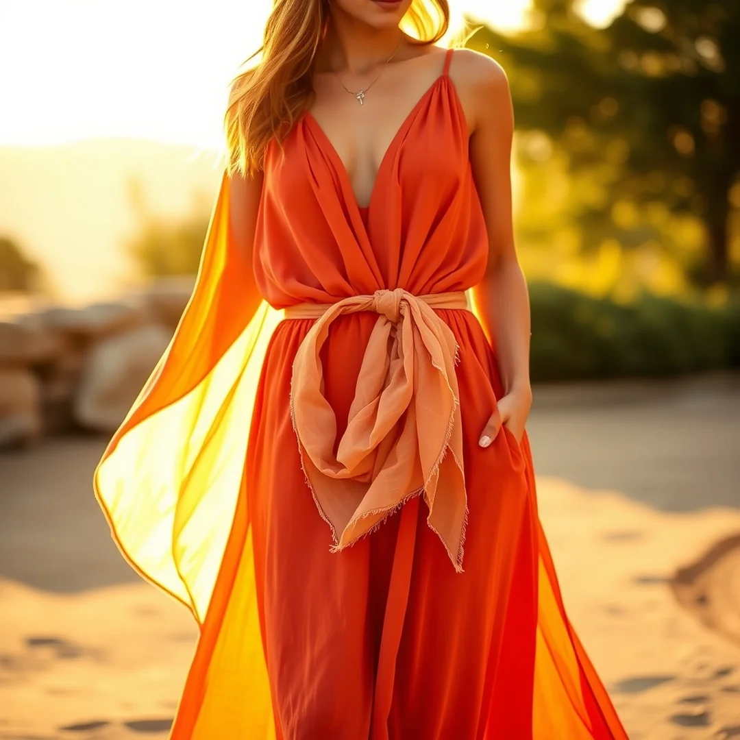Maxi Dress Accents - 15 Summer Scarf Outfits for Creative Warm-Weather Style
