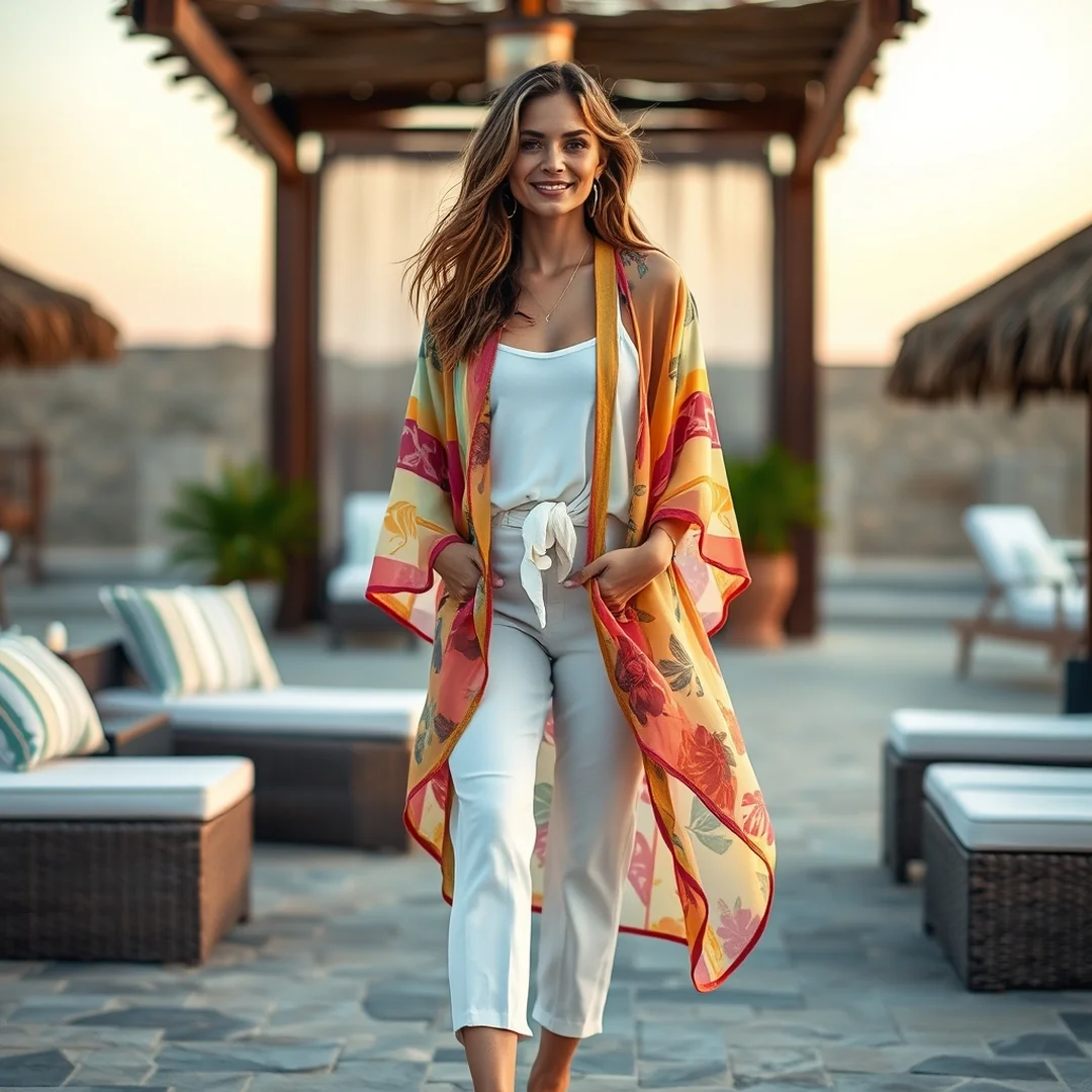 Lightweight Summer Kimono Layers - 16 Colorful Flip Flop Outfits for Fun Summer Style