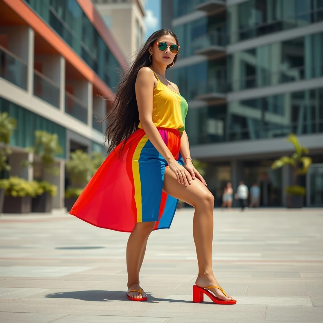 Vibrant Color Blocking - 16 Colorful Flip Flop Outfits for Fun Summer Style