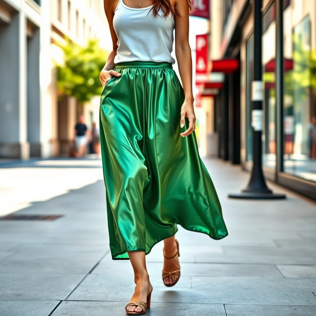 Satin Midi Skirt - 16 Playful Summer Outfits for Bright and Fun Looks
