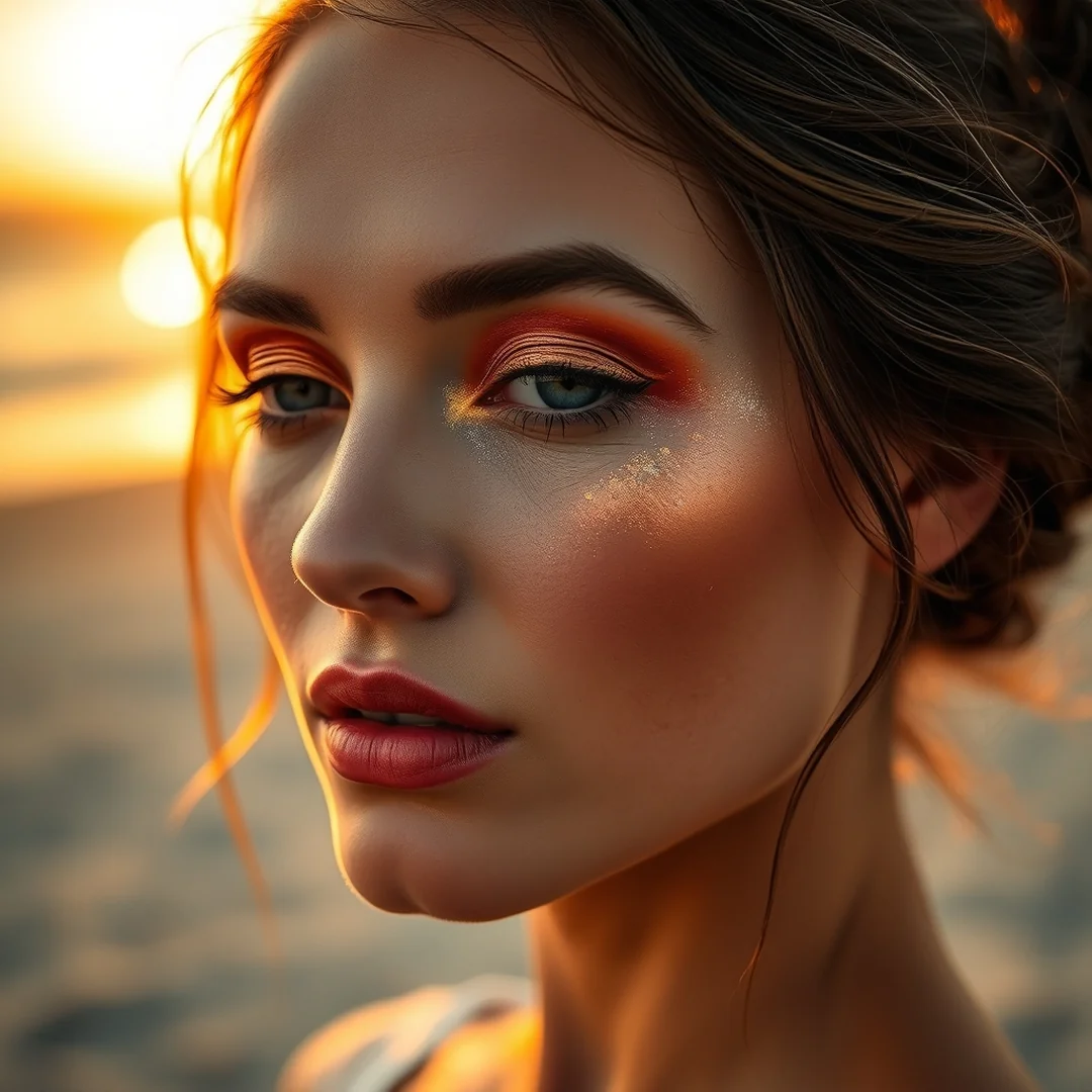 Metallic Peach Sunset - 17 Metallic Eyeshadow Looks to Try This Summer