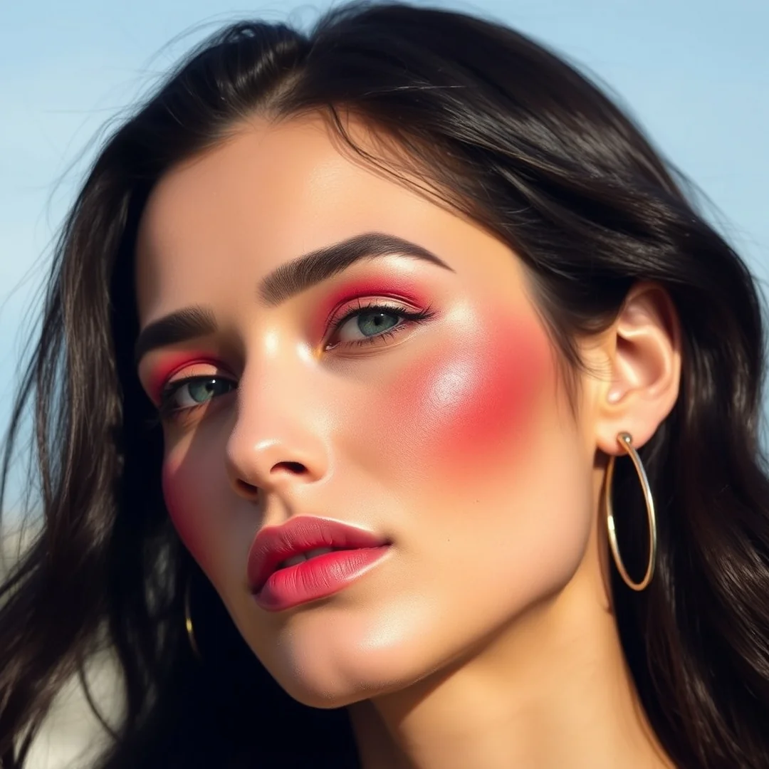 Bold Red Blush Placement - 17 Red Blush Makeup Looks for a Bold Summer Glow
