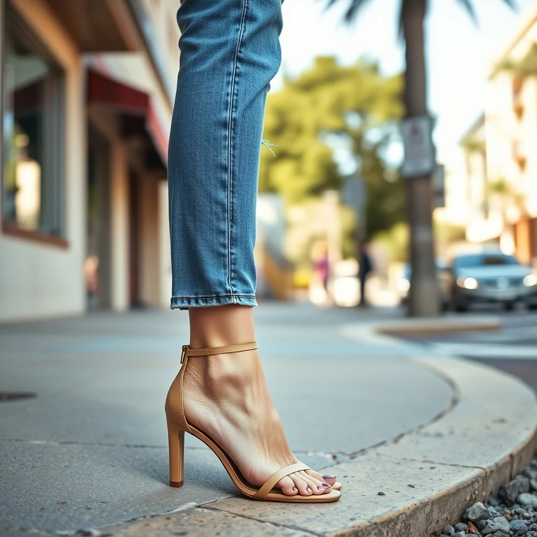 Cropped Denim Jeans Style - 18 Kitten Heel Sandal Outfits for Elegant Summer Days
