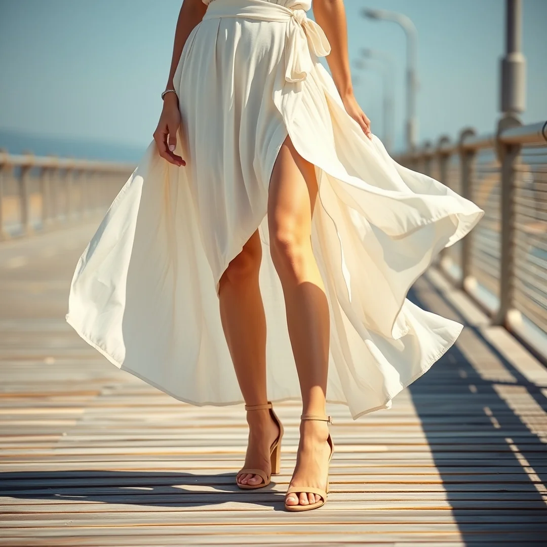 Flowy Wrap Skirt Look - 18 Kitten Heel Sandal Outfits for Elegant Summer Days
