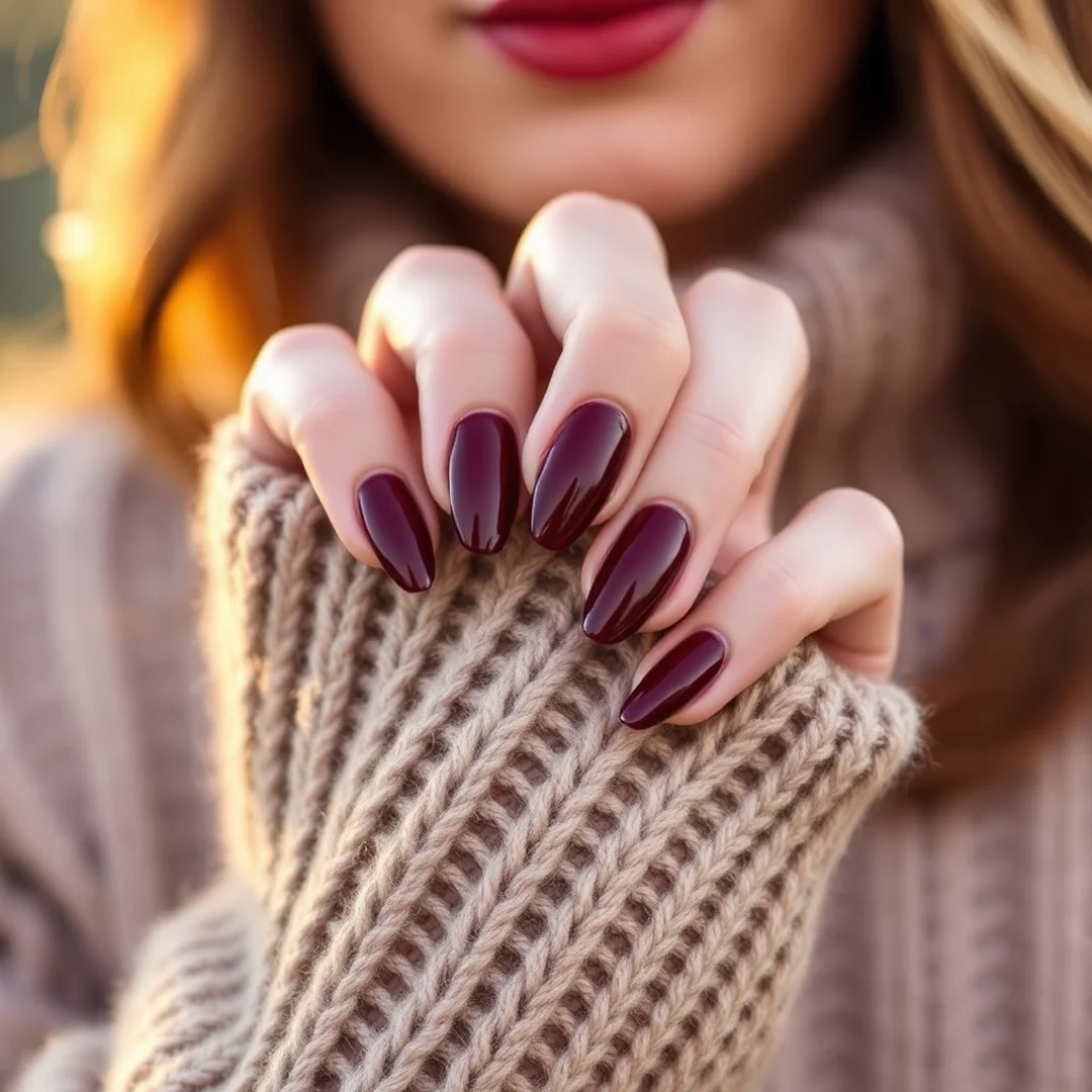 Burgundy Fall Almonds - 19 Back to School Almond Nails 2026 for a Pretty Look
