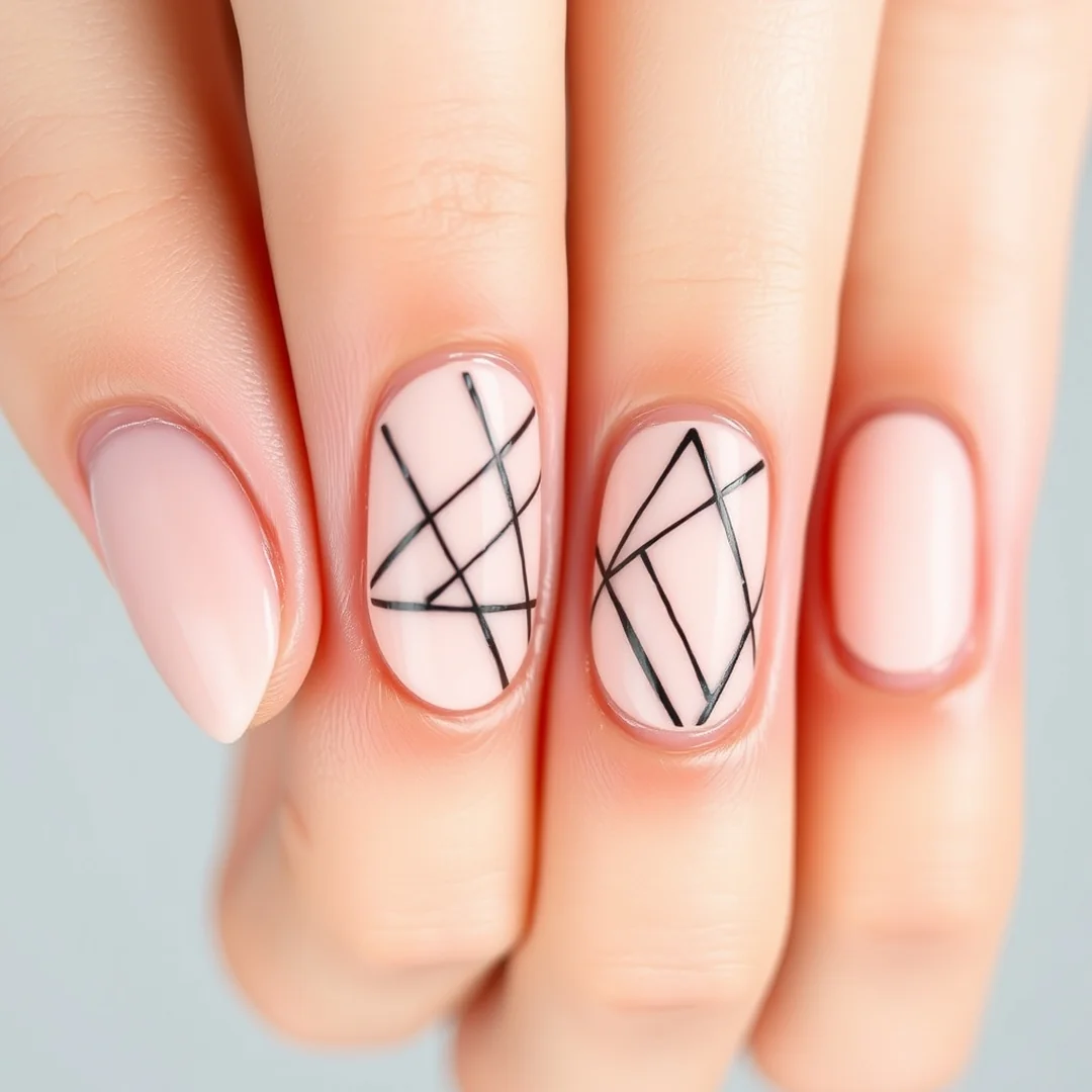 Geometric Line Art - 19 Back to School Almond Nails 2026 for a Pretty Look