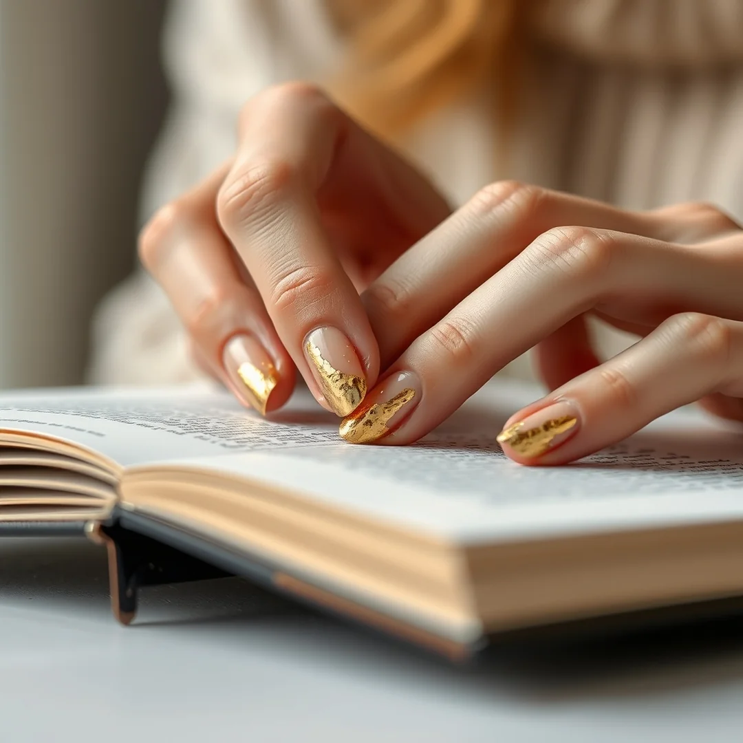 Gold Foil Flecks - 20 School Nail Art Ideas 2026 That Are Cute & Creative