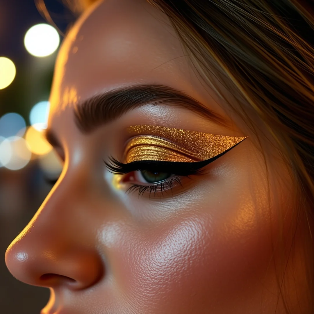 Bold Gold Graphic - 20 Shimmery Eye Makeup Looks for Summer Nights