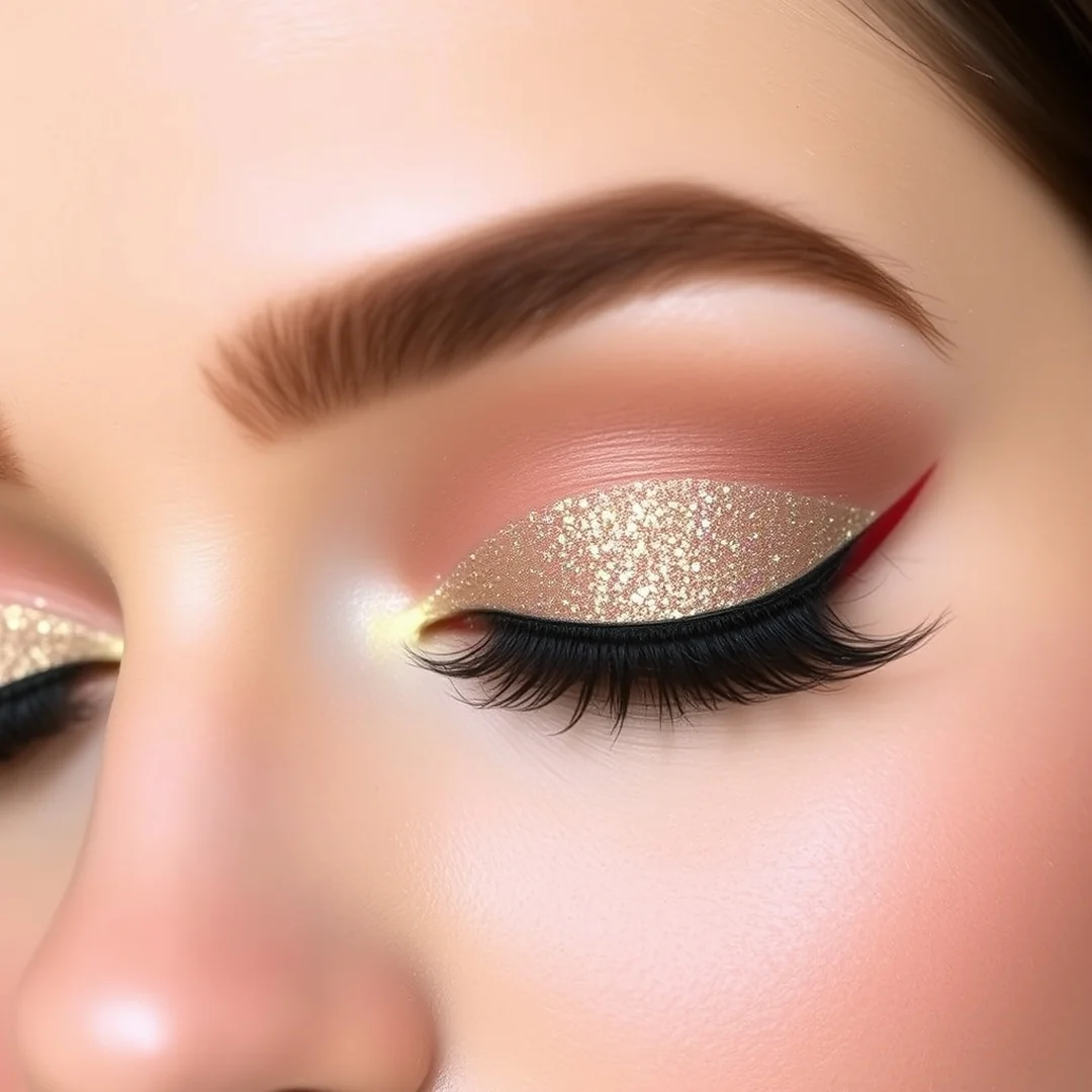 Champagne Glitter Halo Eye - 20 Shimmery Eye Makeup Looks for Summer Nights