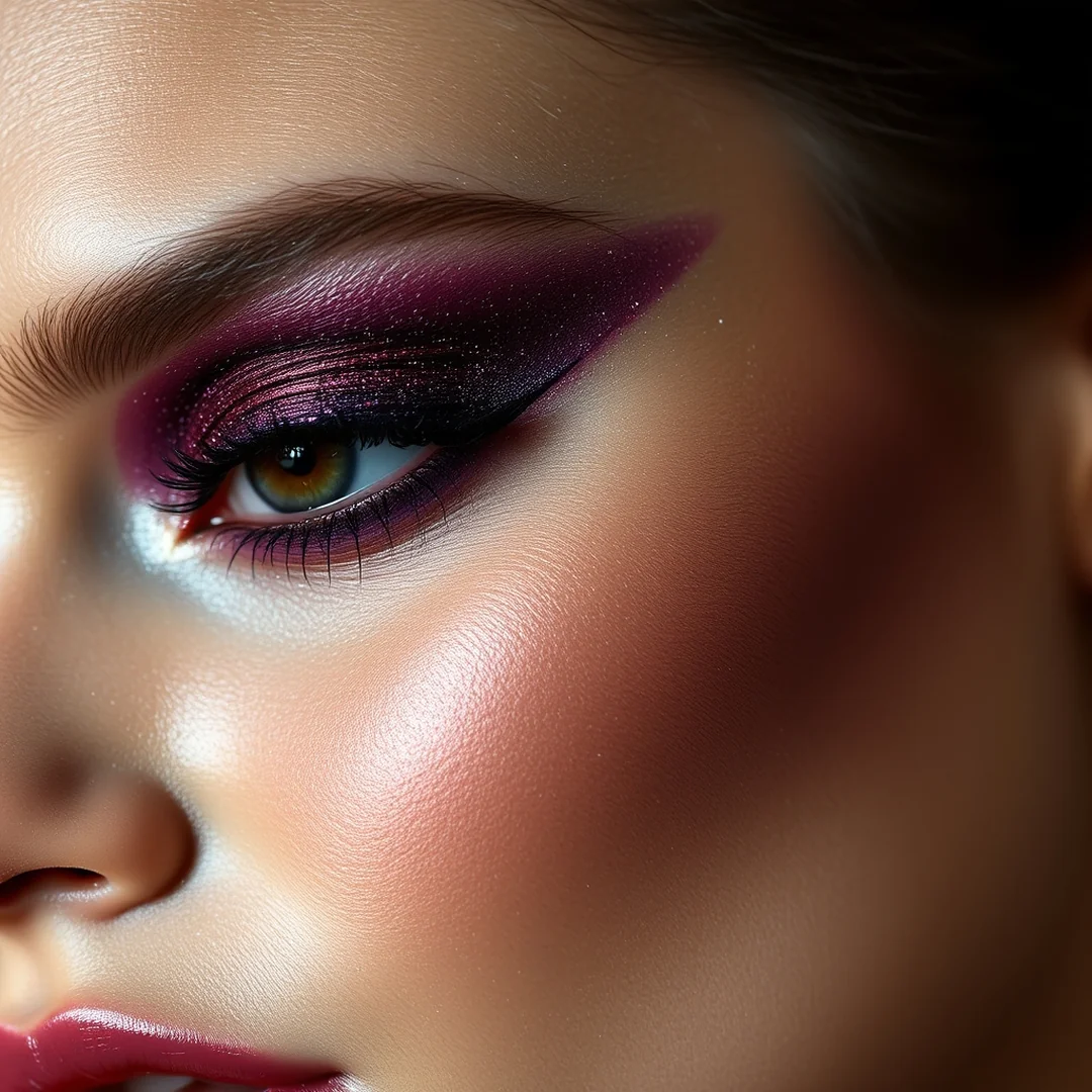 Deep Plum Glitter - 20 Shimmery Eye Makeup Looks for Summer Nights