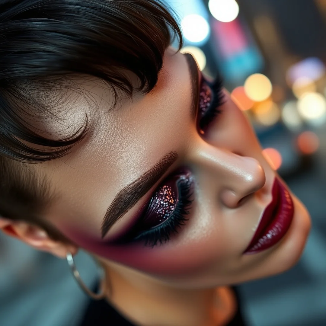 Deep Plum Glitter - 20 Shimmery Eye Makeup Looks for Summer Nights