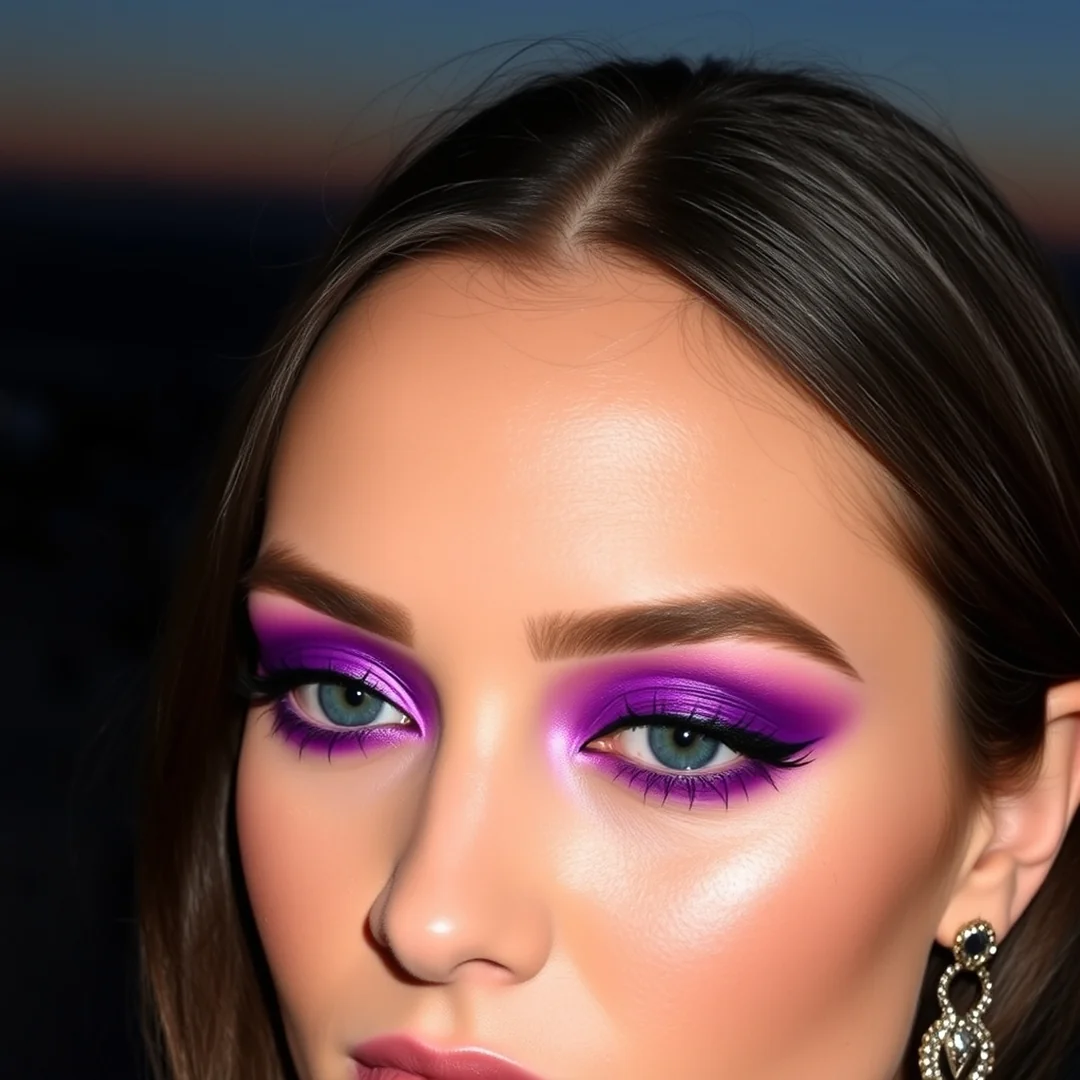 Electric Violet Shine - 20 Shimmery Eye Makeup Looks for Summer Nights