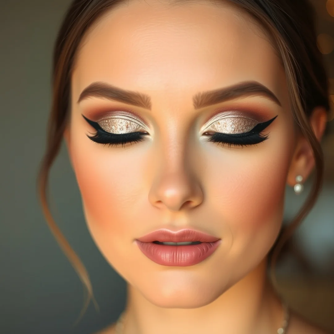 Glitter Winged Liner - 20 Shimmery Eye Makeup Looks for Summer Nights