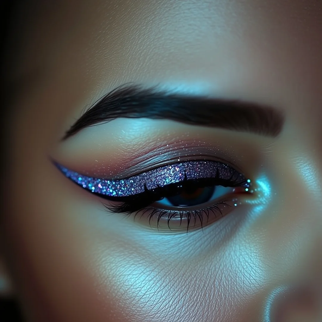 Pressed Glitter Wing - 20 Shimmery Eye Makeup Looks for Summer Nights