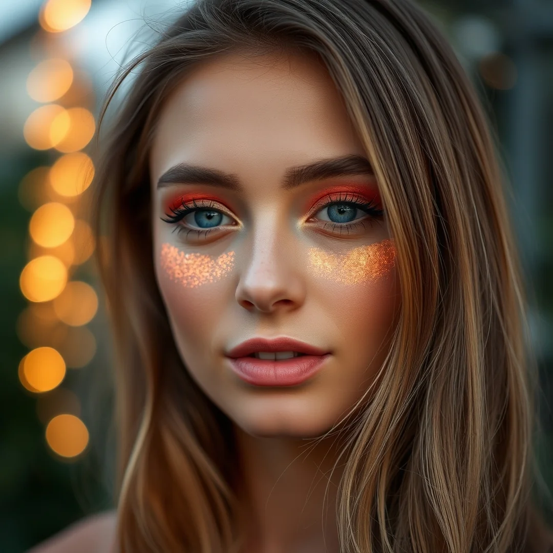 Soft Peach Sparkle - 20 Shimmery Eye Makeup Looks for Summer Nights