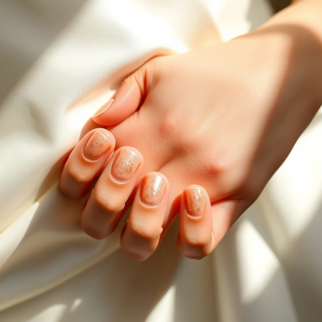Champagne Shimmer Polish - 21 Short Wedding Nails 2026 That Look Chic and Elegant