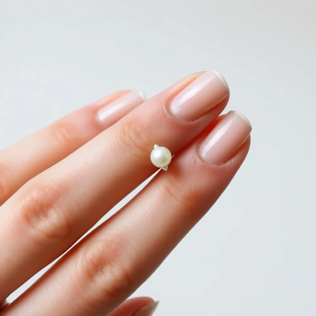 Single Pearl Embellishments - 21 Short Wedding Nails 2026 That Look Chic and Elegant