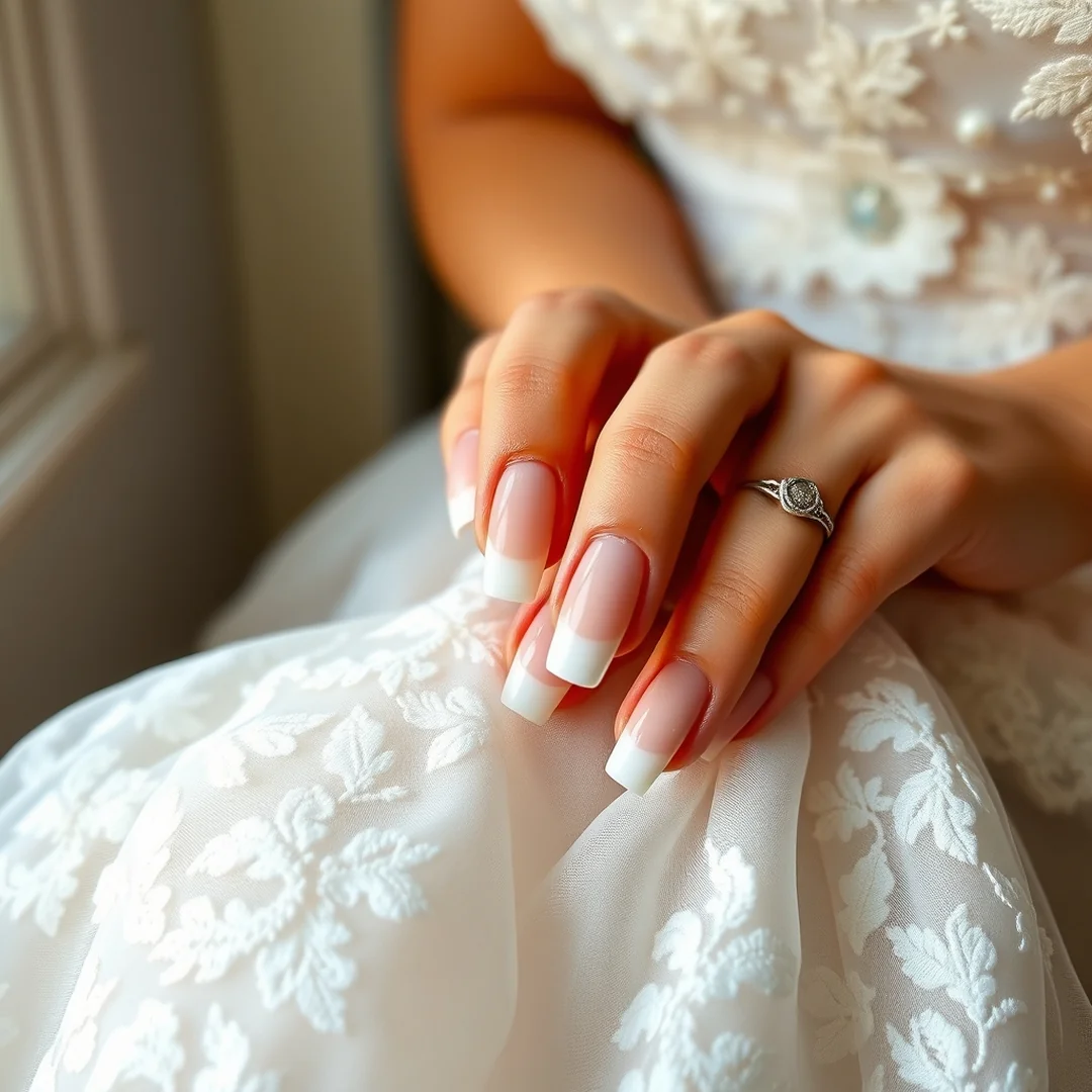 Classic French Tips - 25 Almond Wedding Nails 2026 for a Classy Bridal Look