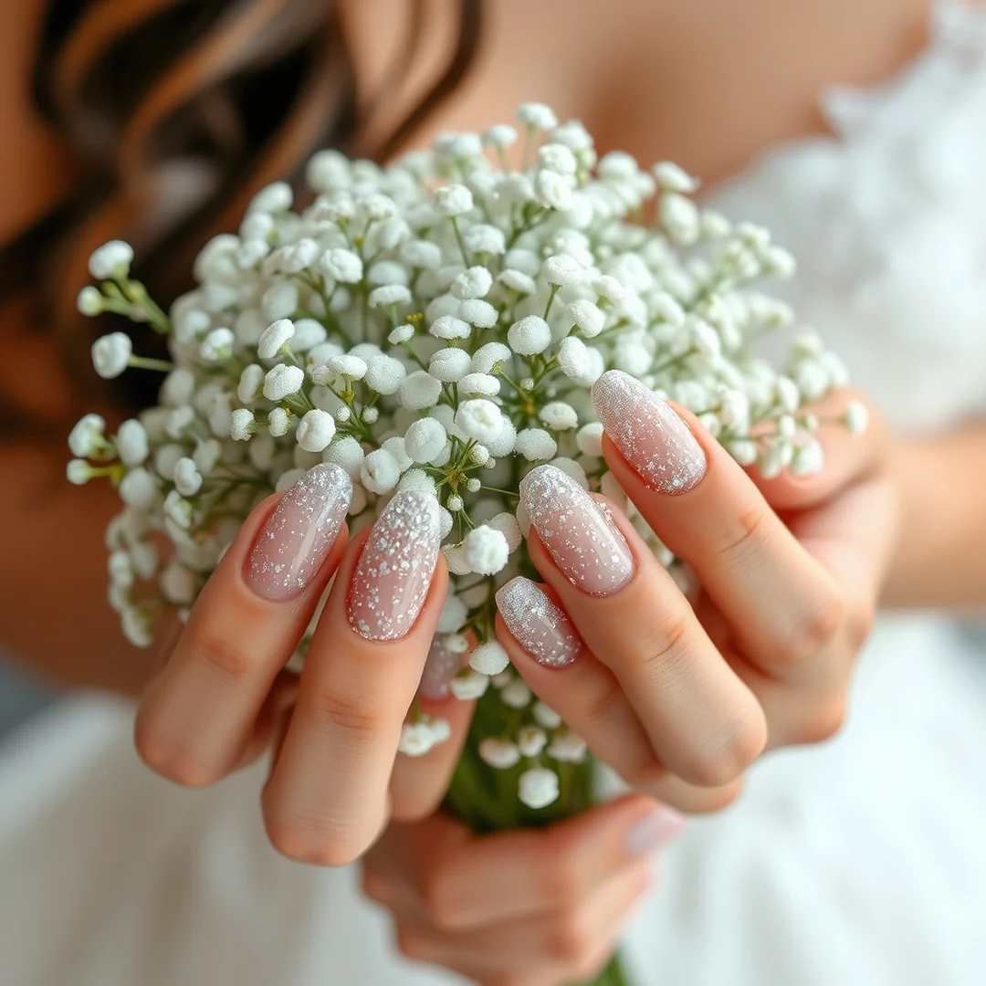Glitter Gradient Tips - 25 Almond Wedding Nails 2026 for a Classy Bridal Look