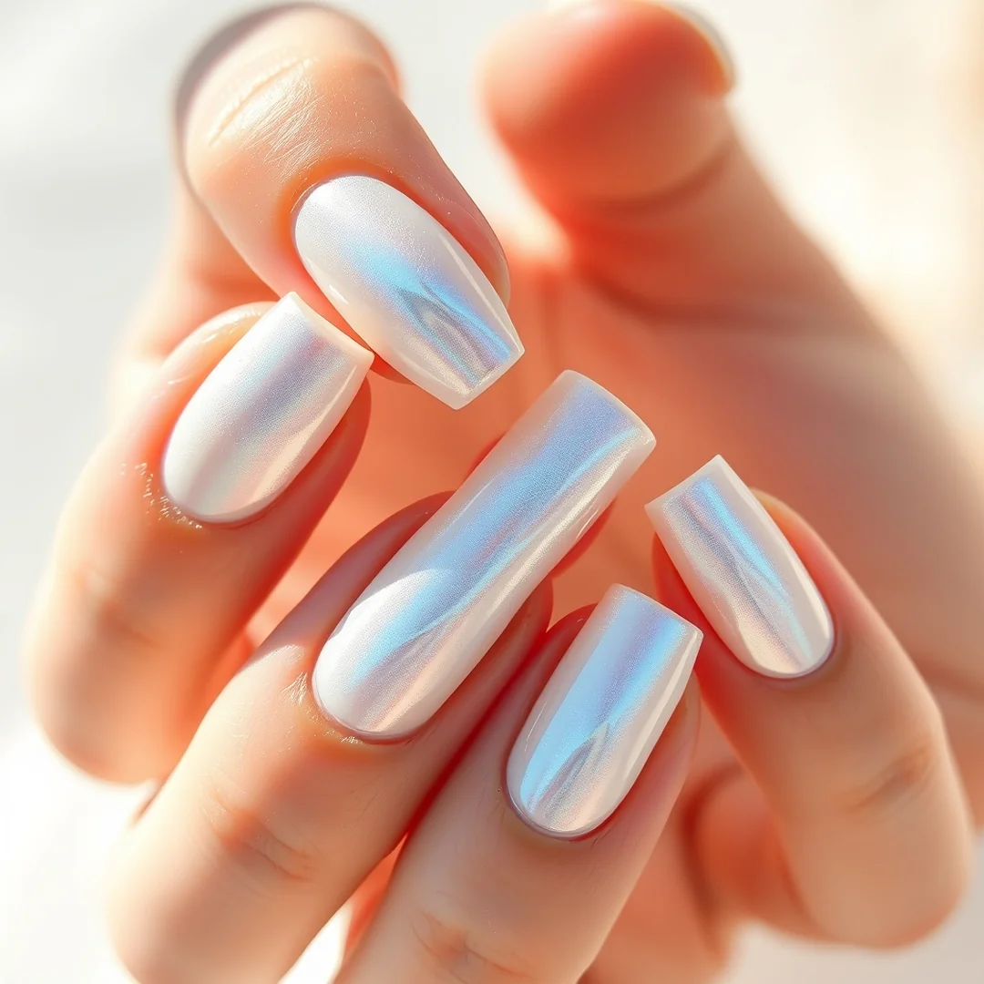 Iridescent Shimmer Finish - 25 Almond Wedding Nails 2026 for a Classy Bridal Look