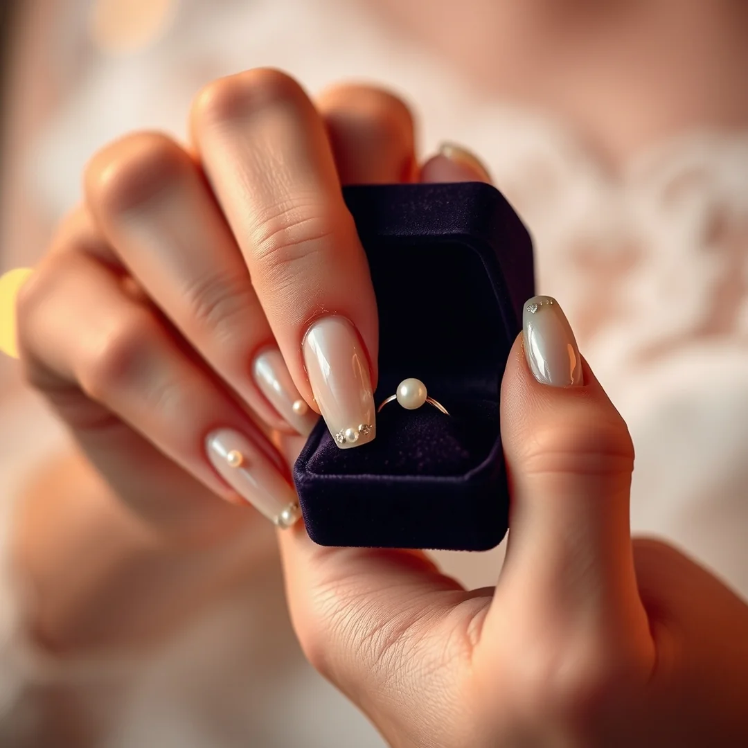 Pearl Embellished Designs - 25 Almond Wedding Nails 2026 for a Classy Bridal Look