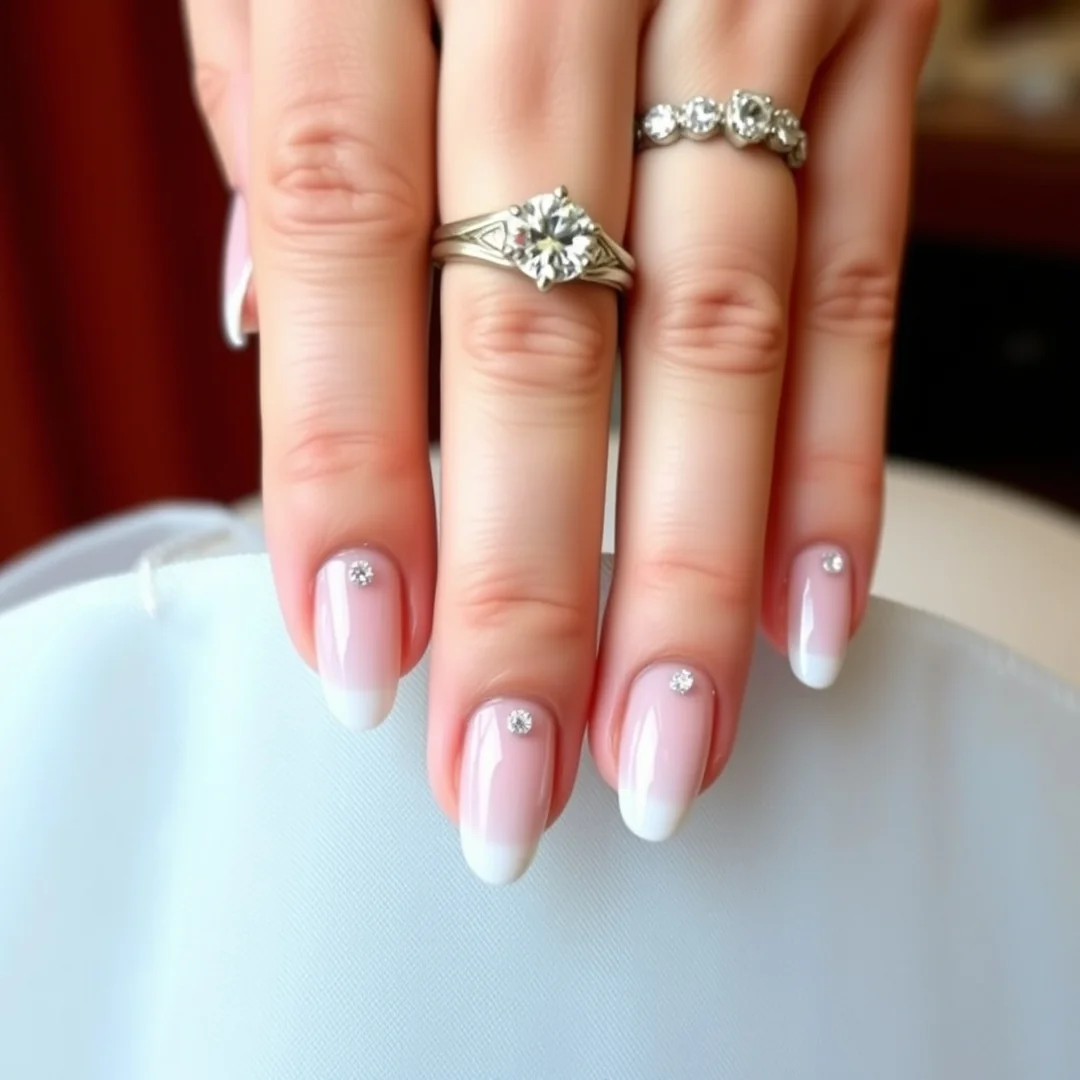 Swarovski Crystal Accents - 25 Almond Wedding Nails 2026 for a Classy Bridal Look