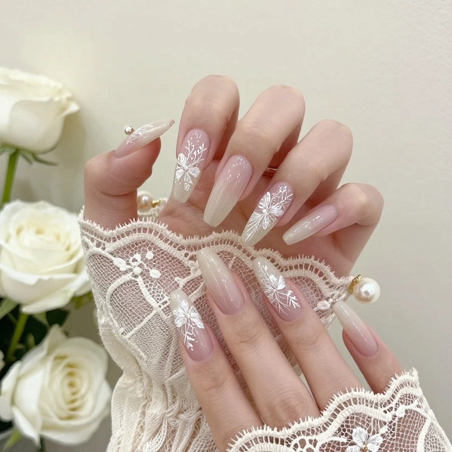 Almond Lace Nails