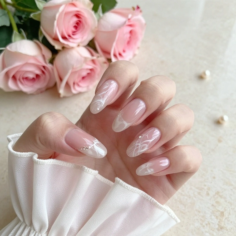 Blush Marble Nails