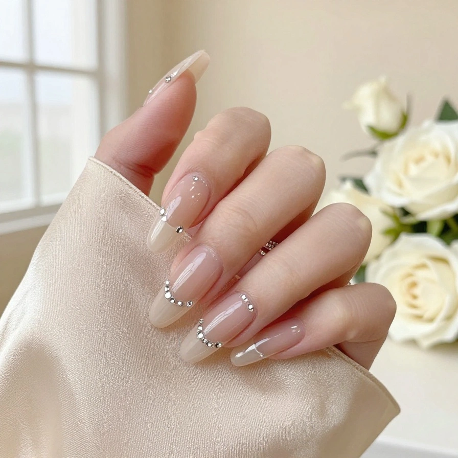 Crystal Nude Nails