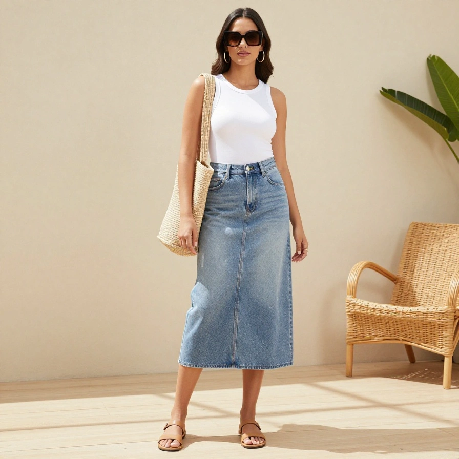Denim Skirt Outfit