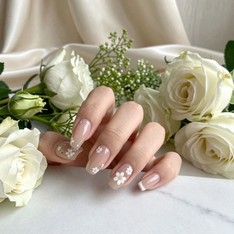 Floral Accent Nails