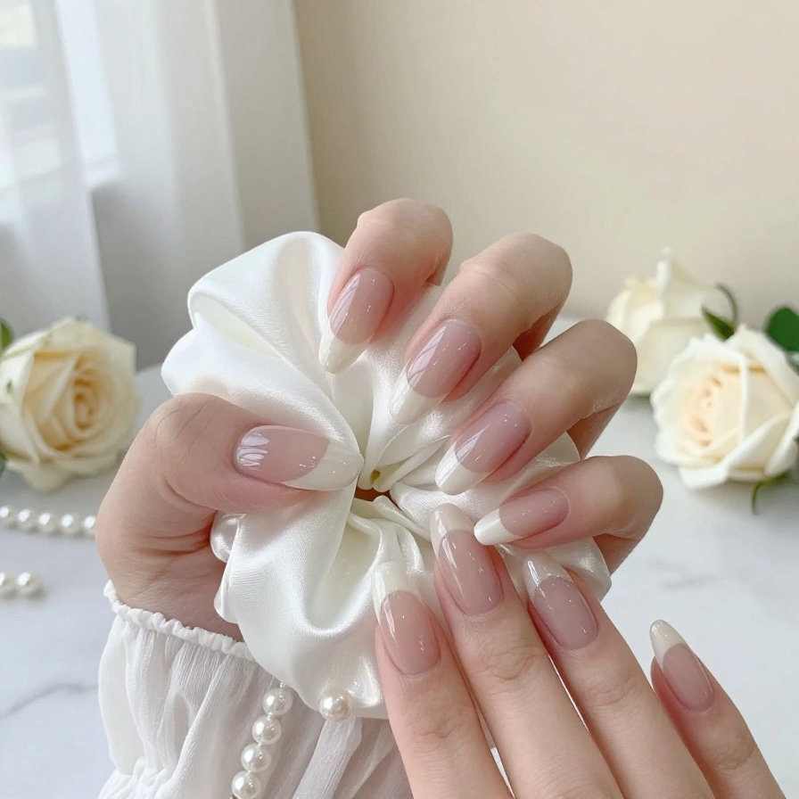 Glazed Bridal Nails
