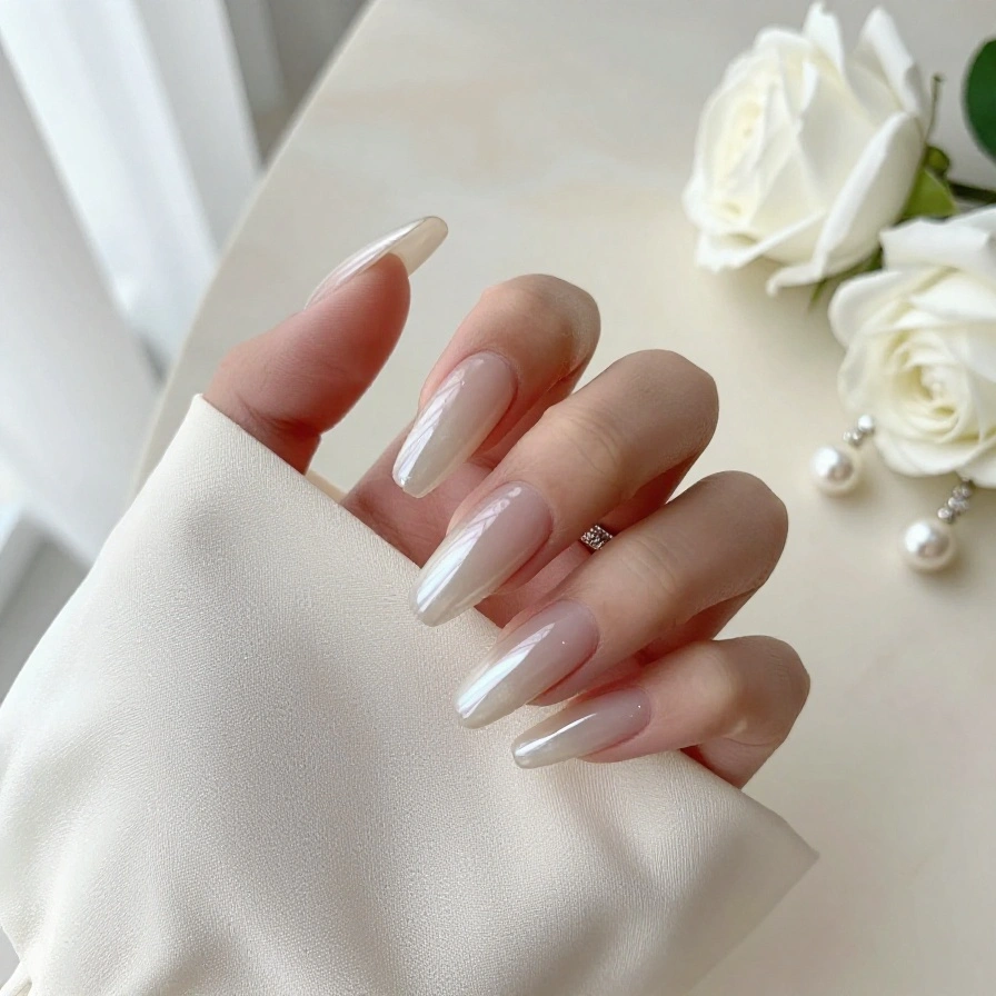 Glazed Bridal Nails