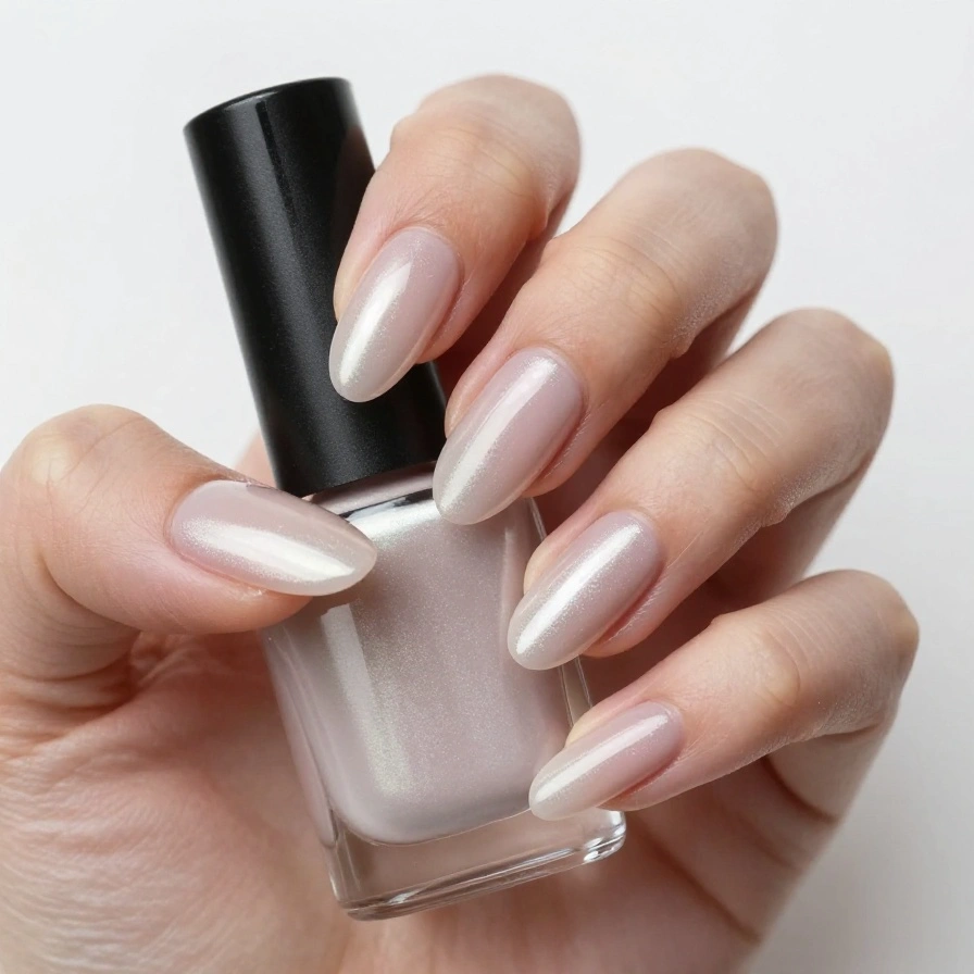 Neutral Chrome Almond Manicure
