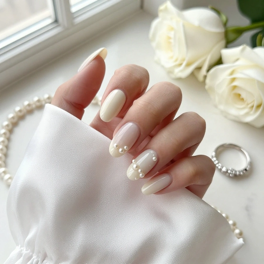 Pearl Accent Nails